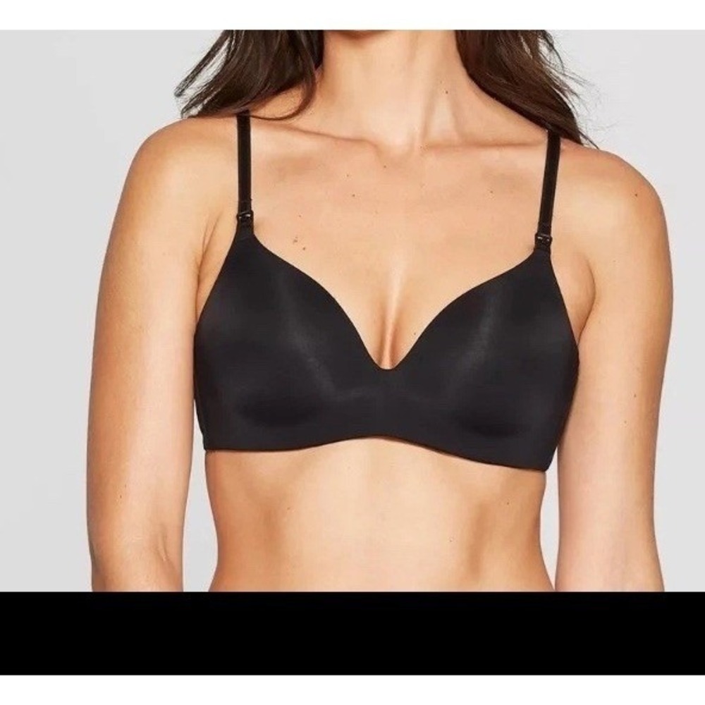 Auden Nursing Bra Size 38D Wireless Lightly-Lined Adjustable Straps Black C703